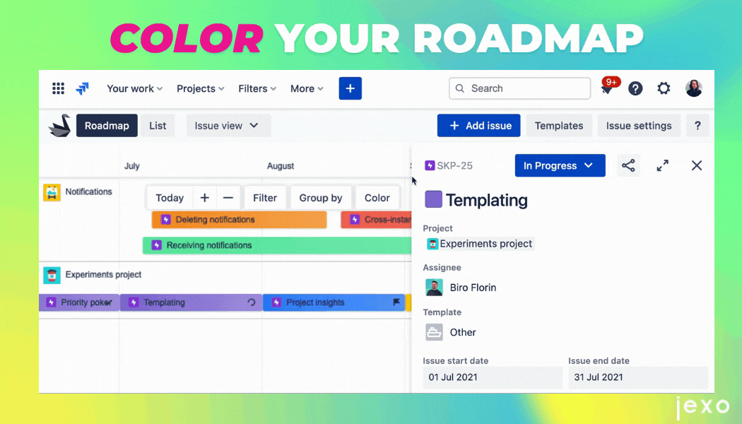 Colour your issues by status category on Swanly Jira Roadmap